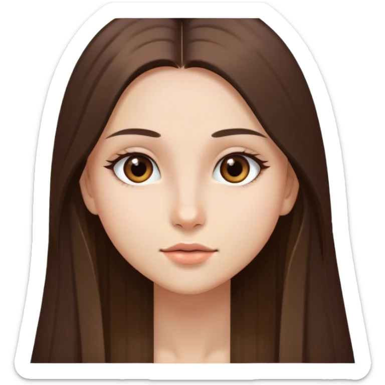 una chica, pelo largo y liso, con ojos marrones y piel blanca, muy bonita  sticker