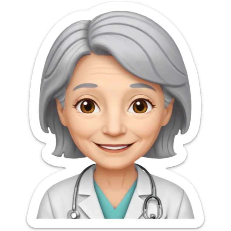 older obstetrician female emoji grey hair wrinkles sticker