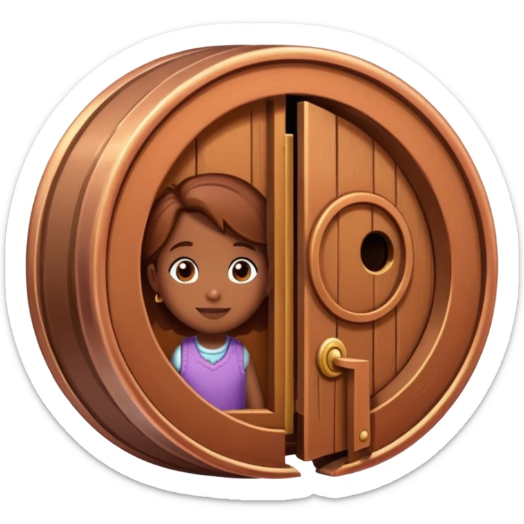cross-section of a penny coin showing a cute character living inside, penny interior as a cozy home, tiny door and windows sticker