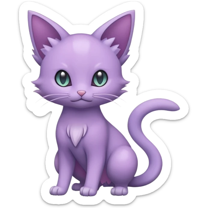 Dark gloomy pastel smooth silky soft pure cute Purrloin-Delcatty-Pokémon-Fakémon-hybrid-creature (full body) sticker