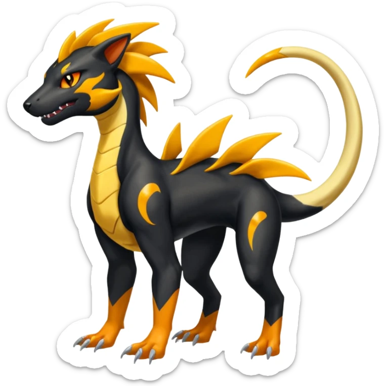 Shiny 4-legged Salandit-Electrike-Amaura-Houndoom-Zeraora-fusion, full body sticker