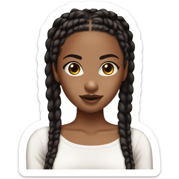 brown skined girl with black box braids and wears makeup is wearing a white tube top sticker