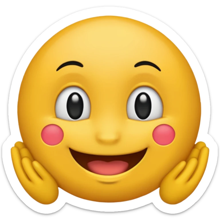 Crea un emoji redondo de color negro con cara feliz sticker