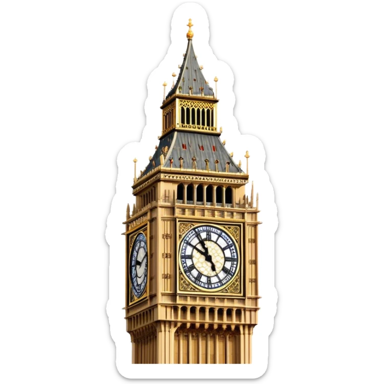 Cinematic Realistic Big Ben Landmark Emoji, showcasing the historic clock tower in exquisite detail rendered with dynamic lighting and rich textures that highlight its timeless grandeur. sticker