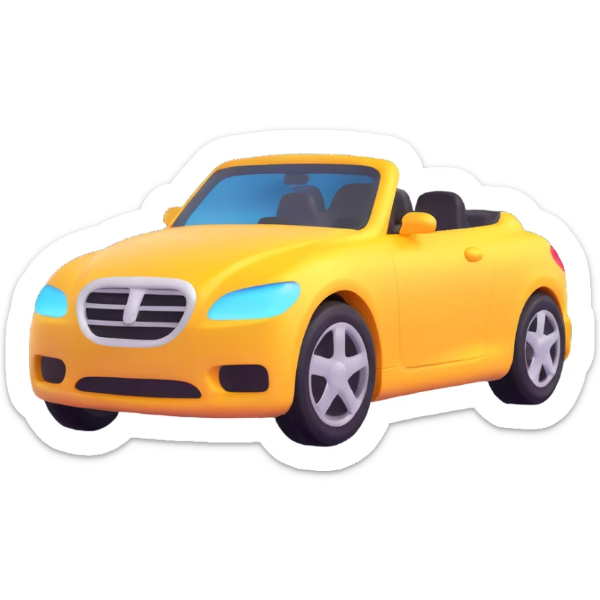 elegant 3D emoji of a car with a transparent protective film, shiny and sophisticated finish sticker