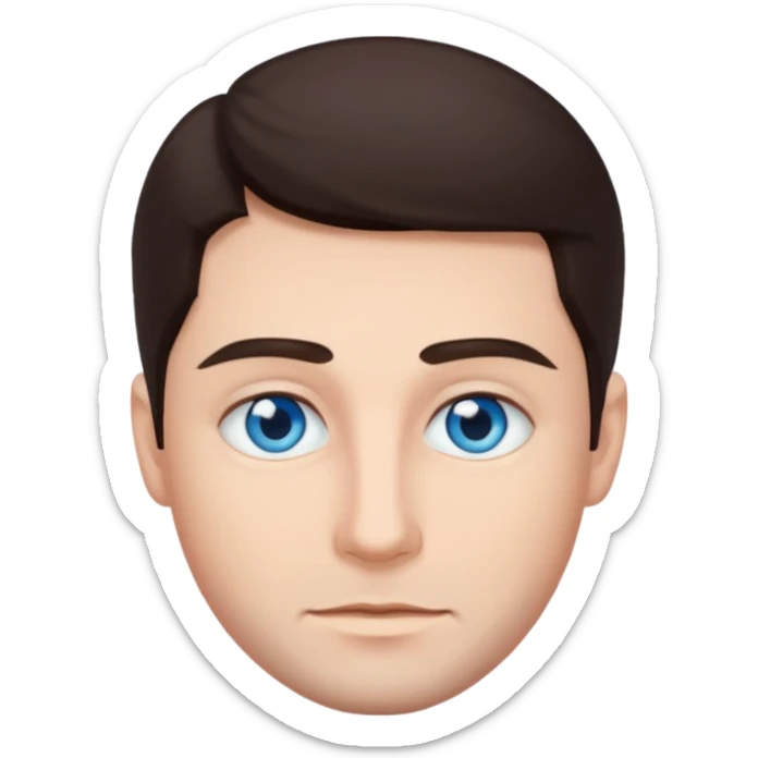 homme yeux bleu azur cheveux brun foncé sticker