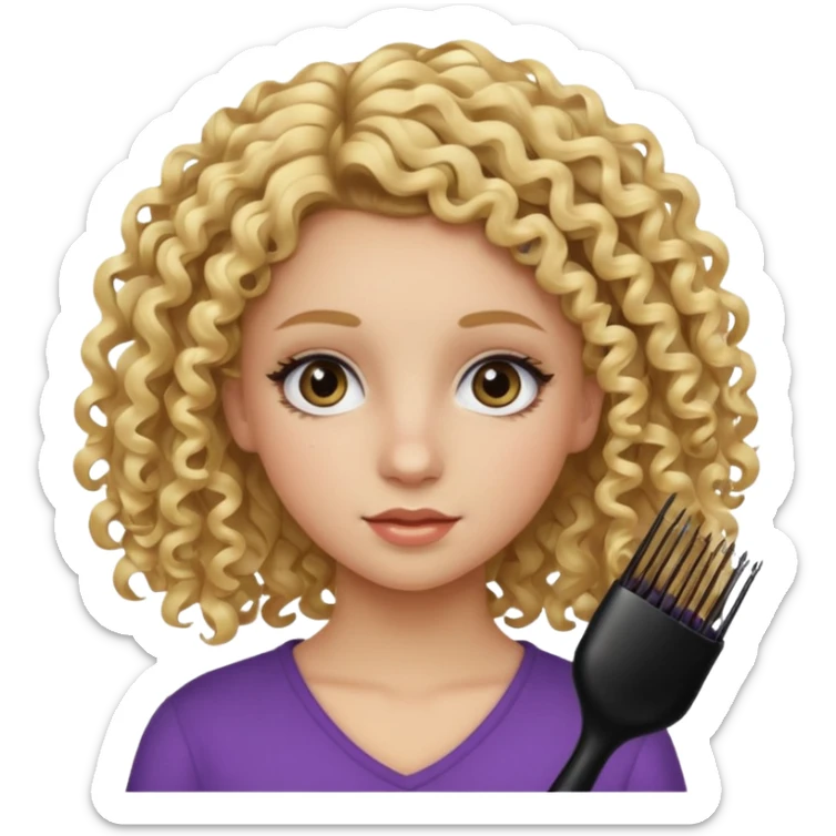 ciurly haired blonde teenage girl with mascara sticker