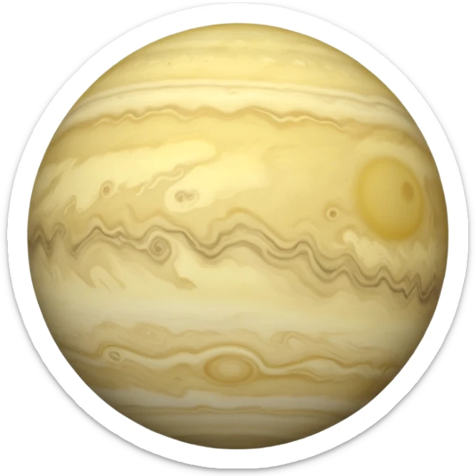 Venus planet emoji, pale grayish yellow sphere, gentle haze, soft cloudy appearance, simple and round, no text sticker