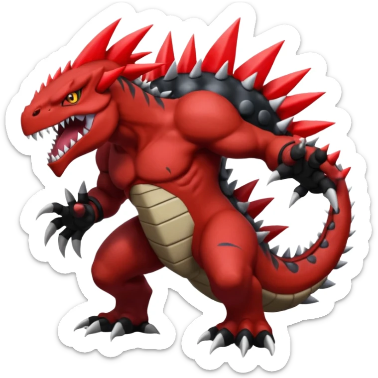 Darkrai-Groudon-Yveltal-Fakémon hybrid creature, full body, more Groudon features sticker