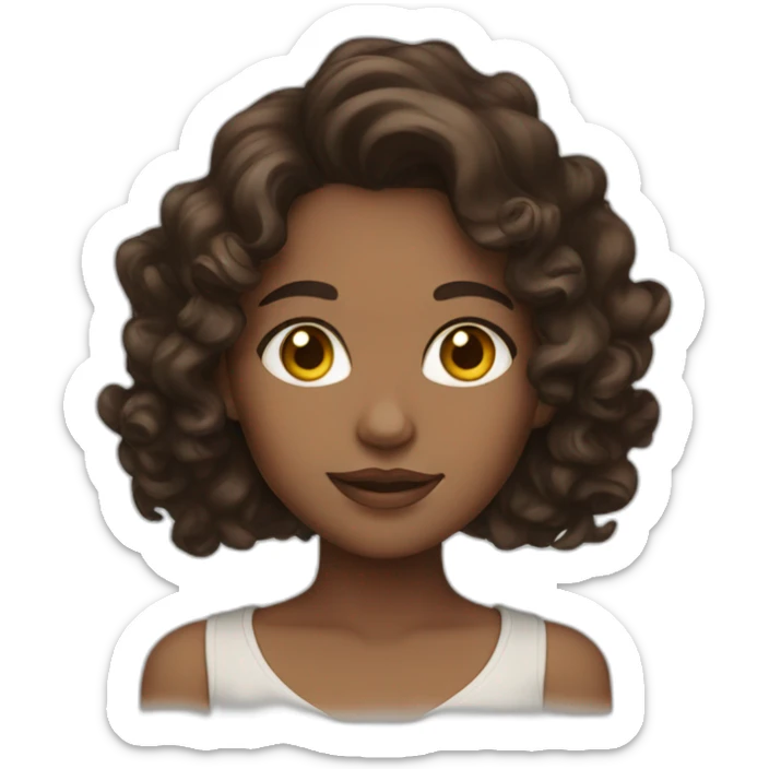 brunette with honey eyes and curls sticker