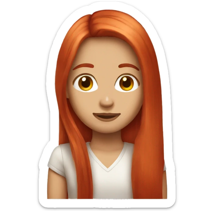 long straight red hair sticker