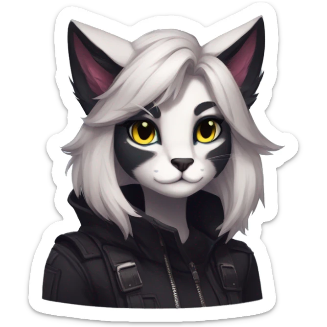 Edgy sharp anthro tomboy black cat animal furry by Falvie, LiLaiRa, griffsnuff, AngieWolf sticker