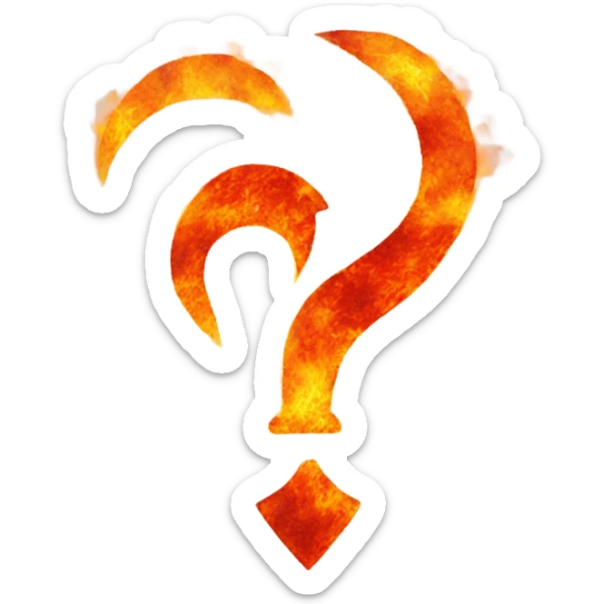 A blazing Aries zodiac symbol made of fire, glowing red and orange with embers flying around. sticker