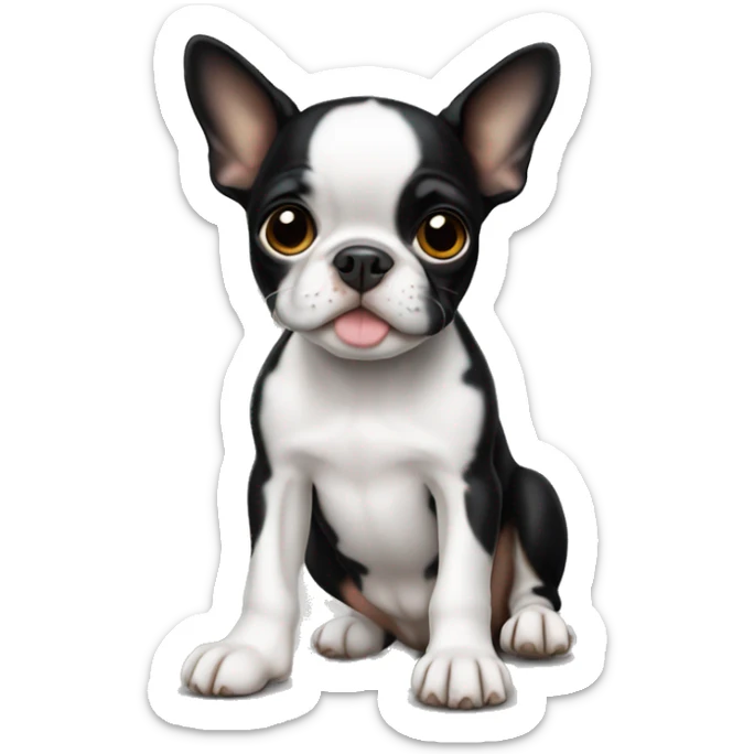 Boston terrier puppy laying sticker