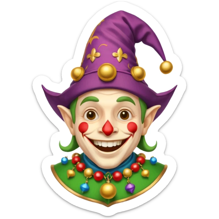 crazy colorful human jolly joker, medieval, vintage, court jester sticker