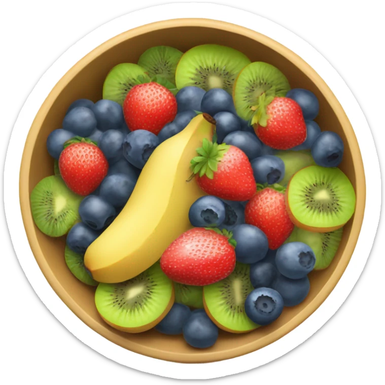 Bowl of fruits kiwi,strawberry,banana,blueberry,raspberry,watermelon,melon,pineapple sticker