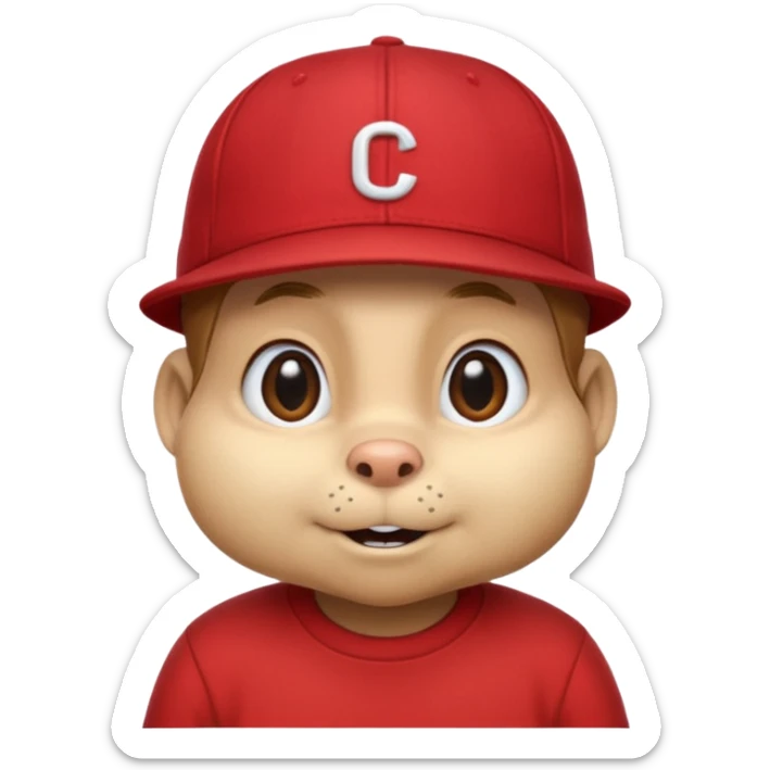 CHIPMUNK ALVIN FROM ALVIN AND THE CHIPMUNKS WITH RED SHIRT AND RED HAT VERY SKINNY AND MALNOURISHED. SKINNY THIN BODY CHIPMUNK HE HAS TO BE A CHIPMUNK sticker