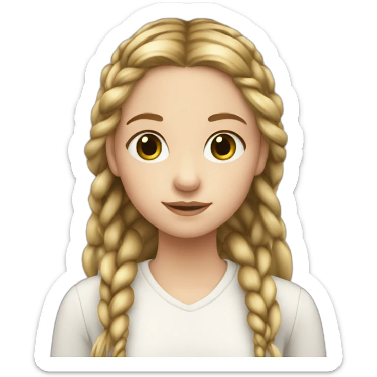 A white 15-year-old French girl who has the eyes green-brown, her hair is long and blond, she has 2 braids sticker