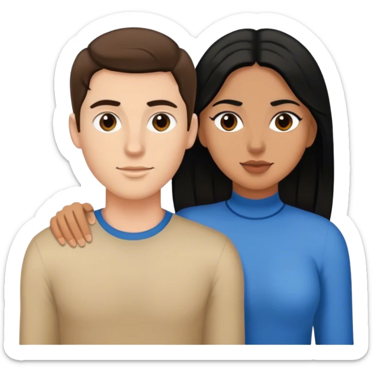 White boyfriend with brown hair and Hispanic girlfriend with black hair sticker