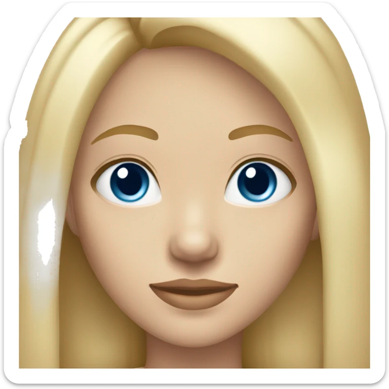 Young very light skin girl Blonde and straight hair with blue eyes sticker