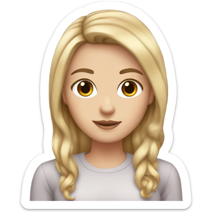 White girl with dark blonde hair with blonde highlights, brown eyes sticker
