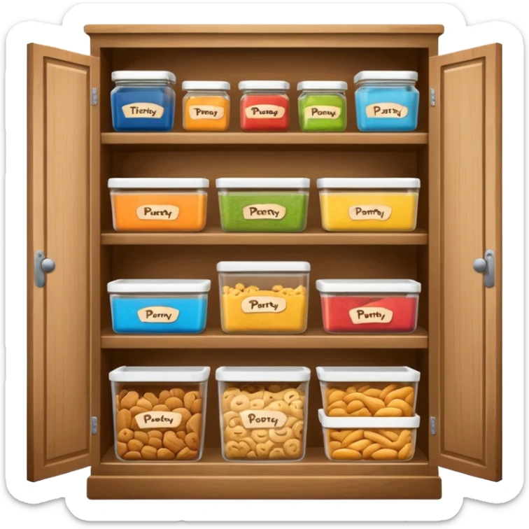 A snack pantry with the words The Pantry written on the front of it  sticker