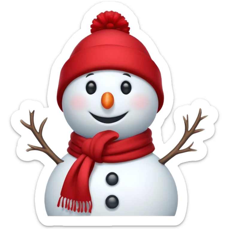 a snowman in a red scarf with the SW logo and a red New Year's hat sticker