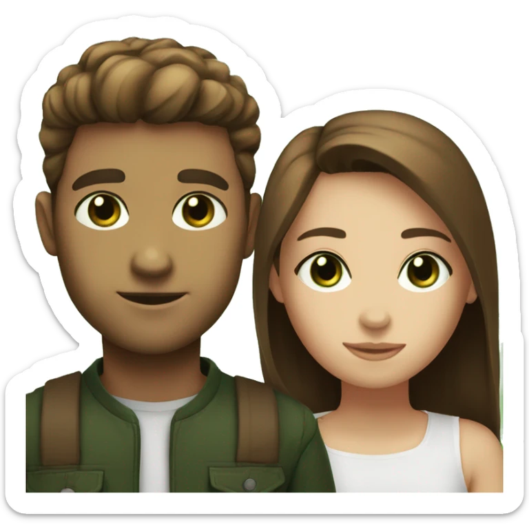 Me and my partner  we are white with brown hair and the gir have green eyes  sticker