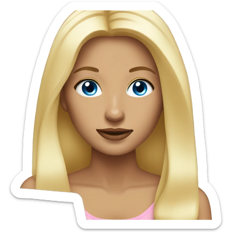 woman tan skin long blonde hair with laptop, blue eyes sticker