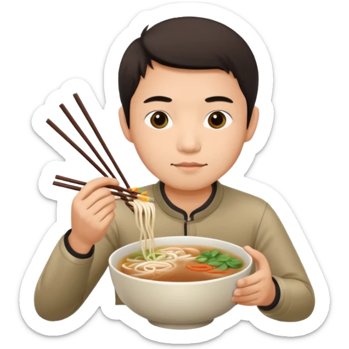 can you generate me a avatar of a male eating a bowl of pho? sticker