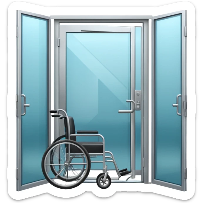 rehabilitation clinic entrance with wheelchair sticker