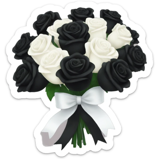 huge bouquet of only black roses with huge white ribbon sticker
