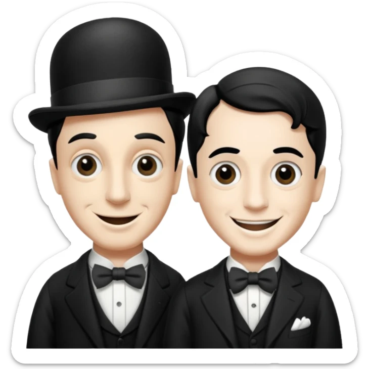 crea una imagen en la que aparezcan charles chaplin y buster keaton juntos sticker