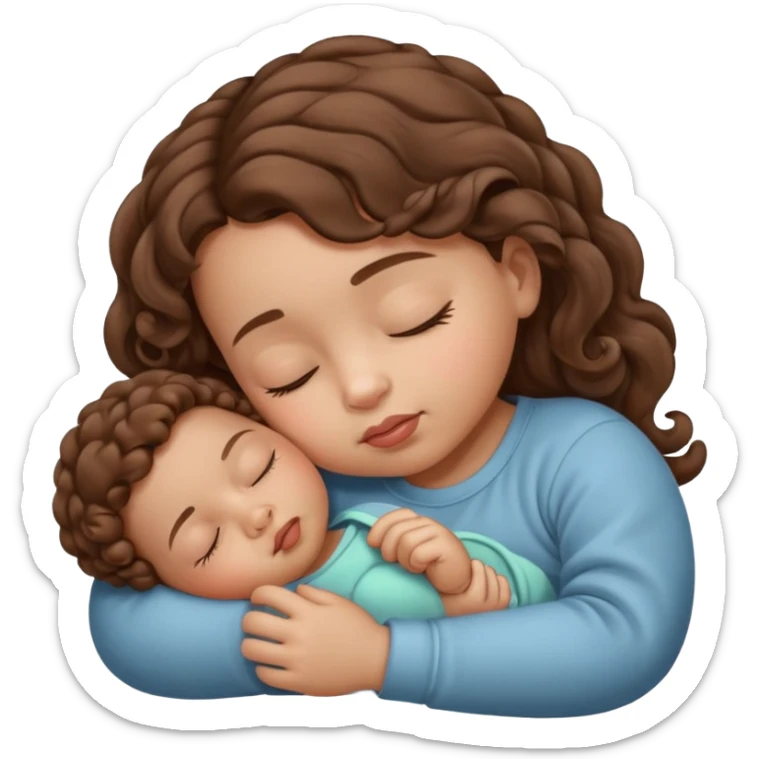 A baby sucking her thumb and sleeping lots of brown hair and knees curled up to her chest  sticker
