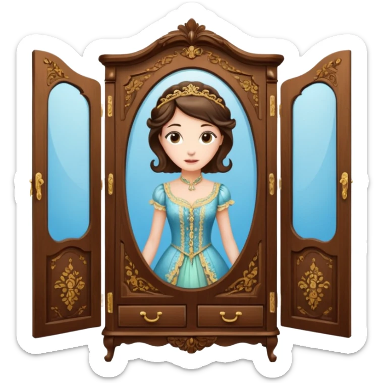 The characters in the fairy tale "Beauty and the Beast" are transformed into the lady in the wardrobe sticker