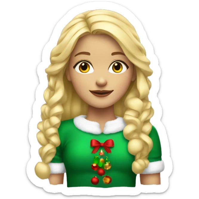 blonde girl with hoop earrings in Christmas clothing  sticker