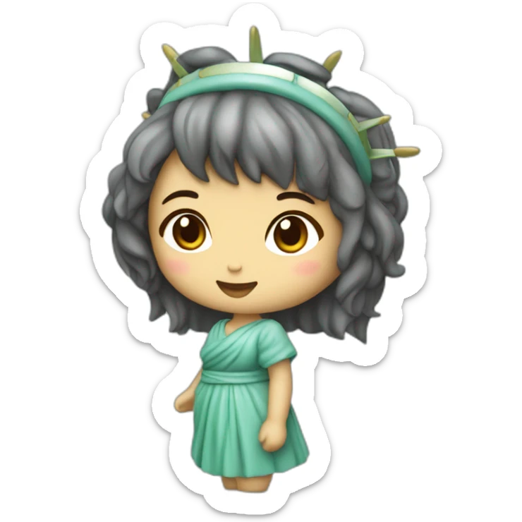 cute asian skinne girl statue of liberty sticker