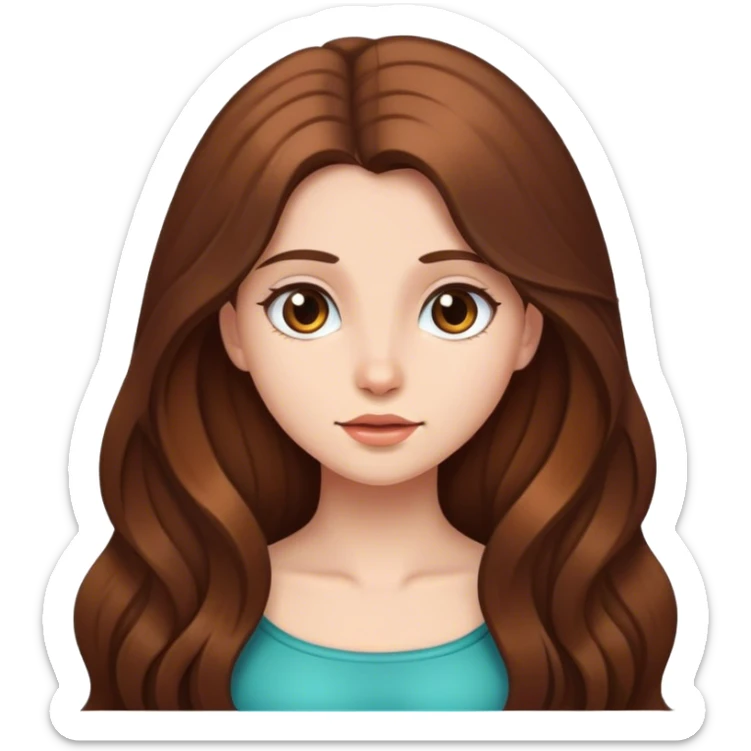 Girl with long brown hair sticker