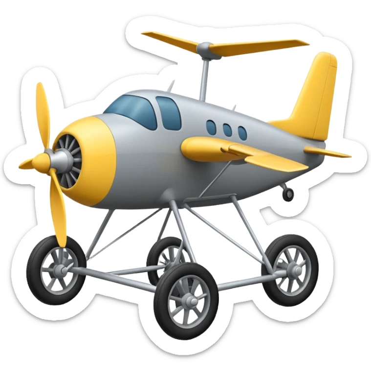 Emoji-style aircraft landing gear with a single wheel and strut, simplified design, clean lines, cartoon-like, isolated on white background, minimal shading sticker