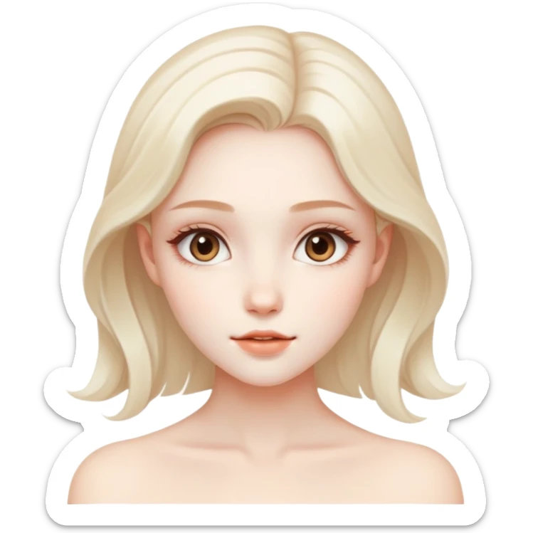 A stunning girl with delicate features, porcelain skin, and a confident yet gentle aura that captures attention effortlessly sticker