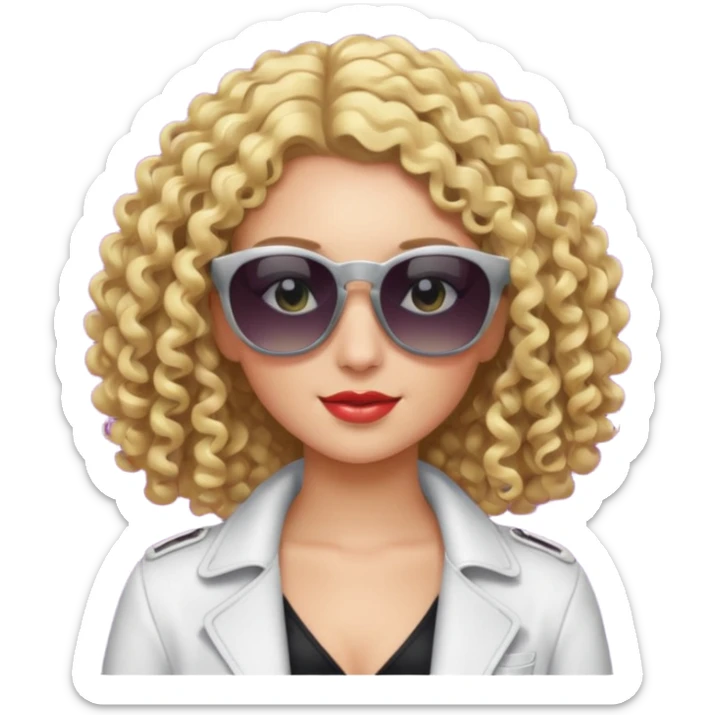 fancy blonde curly hair girl with sunglasses and night club outfits sticker