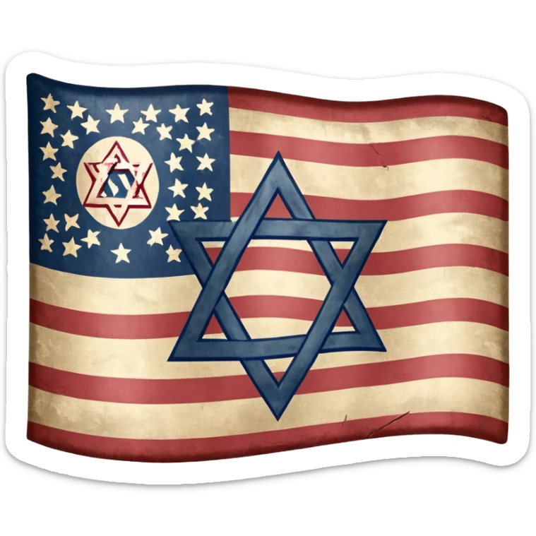 United States flag with a swastika symbol and star of david symbol on the flag sticker