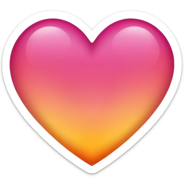 Dark pink to orange to yellow to orange to dark pink portrait gradient heart sticker