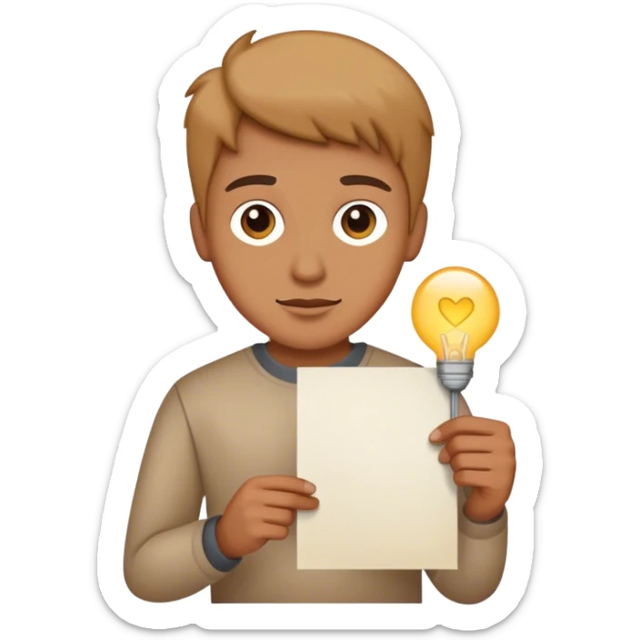 The person holds a glowing piece of paper—their “I hate” and “I love” list—illuminating their way forward. sticker