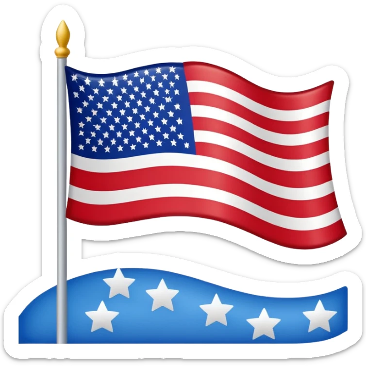 American flag emoji, red and white stripes, blue field with white stars sticker