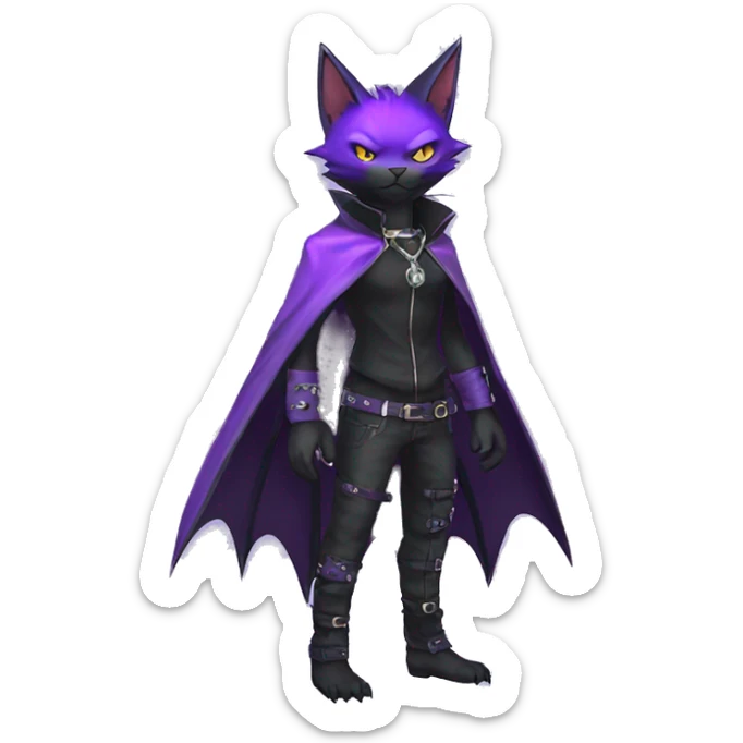 cool edgy black punk Purple nargacuga-bat-cat-Fakemon collar full body sticker