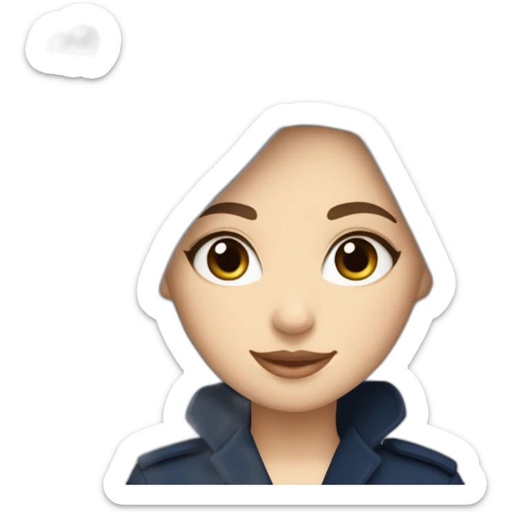 muslim white girl with levant white hijab and navy blue trench coat sticker
