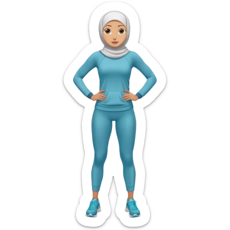 High resolution full body of a girl wearing a hijab and is a fitness trainer sticker