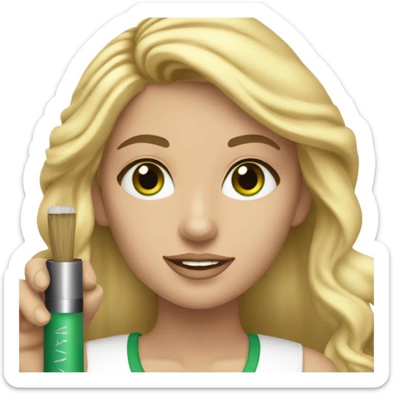 Girl with long blond hair and green eyes makeup artist  sticker