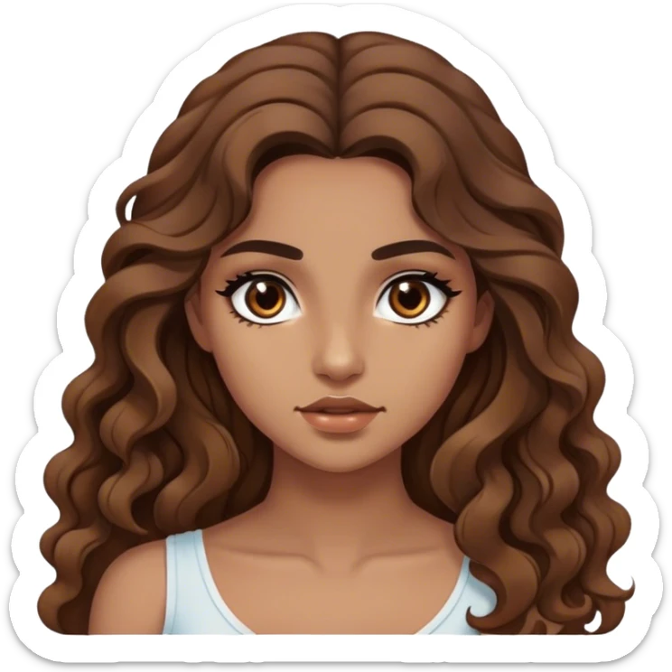 Beautiful girl,brown hair,wavy hair，long hair,Black eyes, Greek  sticker